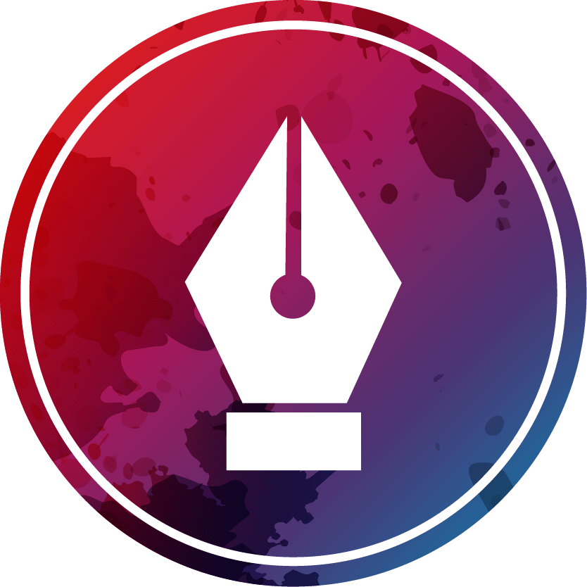 Ein Icon mit einem roten und blauen Farbverlauf und einem Zeichenstift Symbol aus einem Grafikprogramm